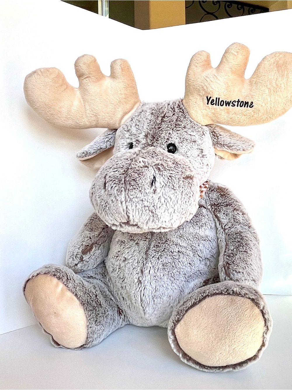 Plush Moose Stuffed Animal - Beige & Tan Yellowstone National Park Travel